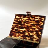 Tray - box with a lid in tortoiseshell plexiglass, 1970s design.
