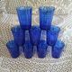 9 antique cobalt blue water glasses