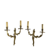 2 antique wall sconces in gilded bronze, Louis XV style