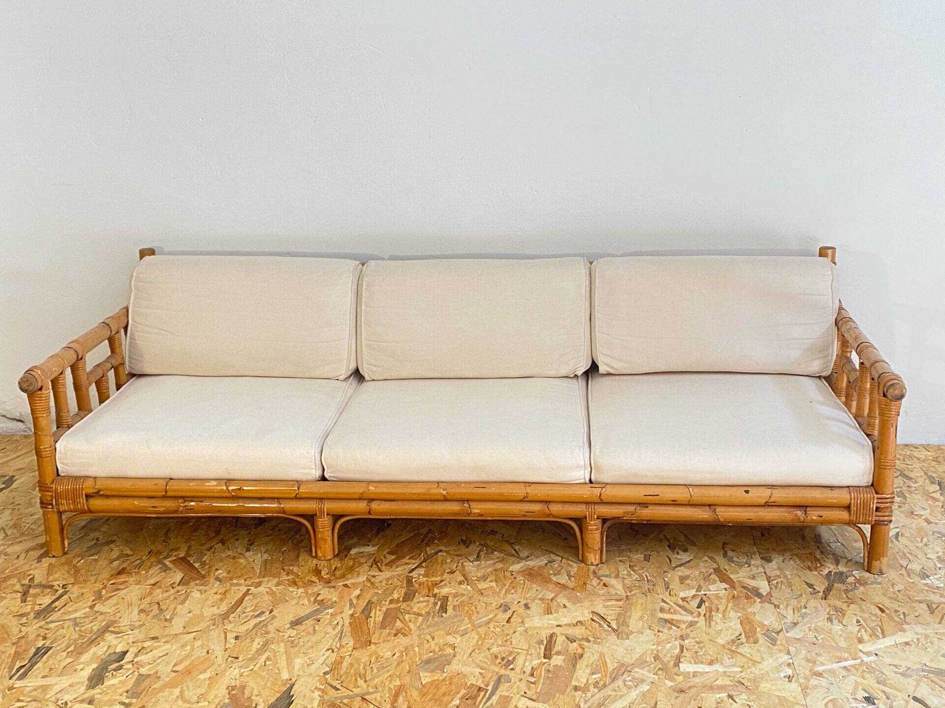 Vivai Del Sud rattan living room set: sofa, 2 armchairs and 1 coffee table