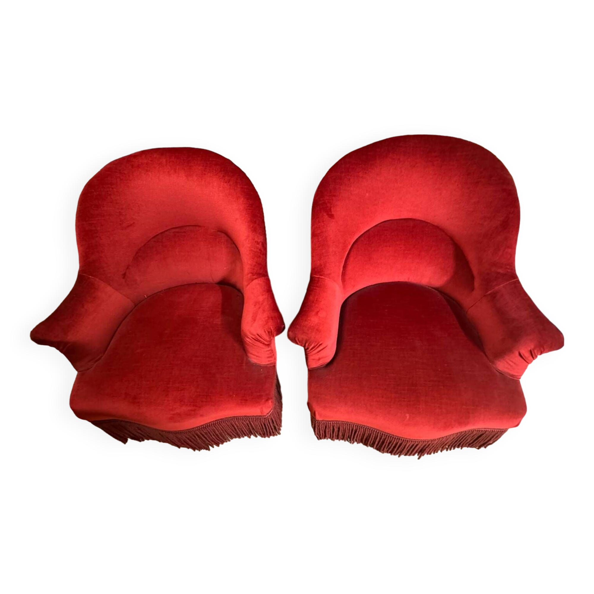 Pair of red toad theater armchairs