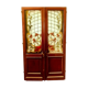 Pair of art deco doors in glass painted in imitation of 20th century stained glass