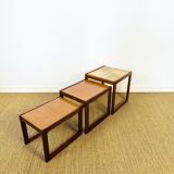 Teak and ceramic nesting coffee table