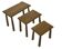 Vintage Set of 3 brutalist oak side or nesting tables 1970s