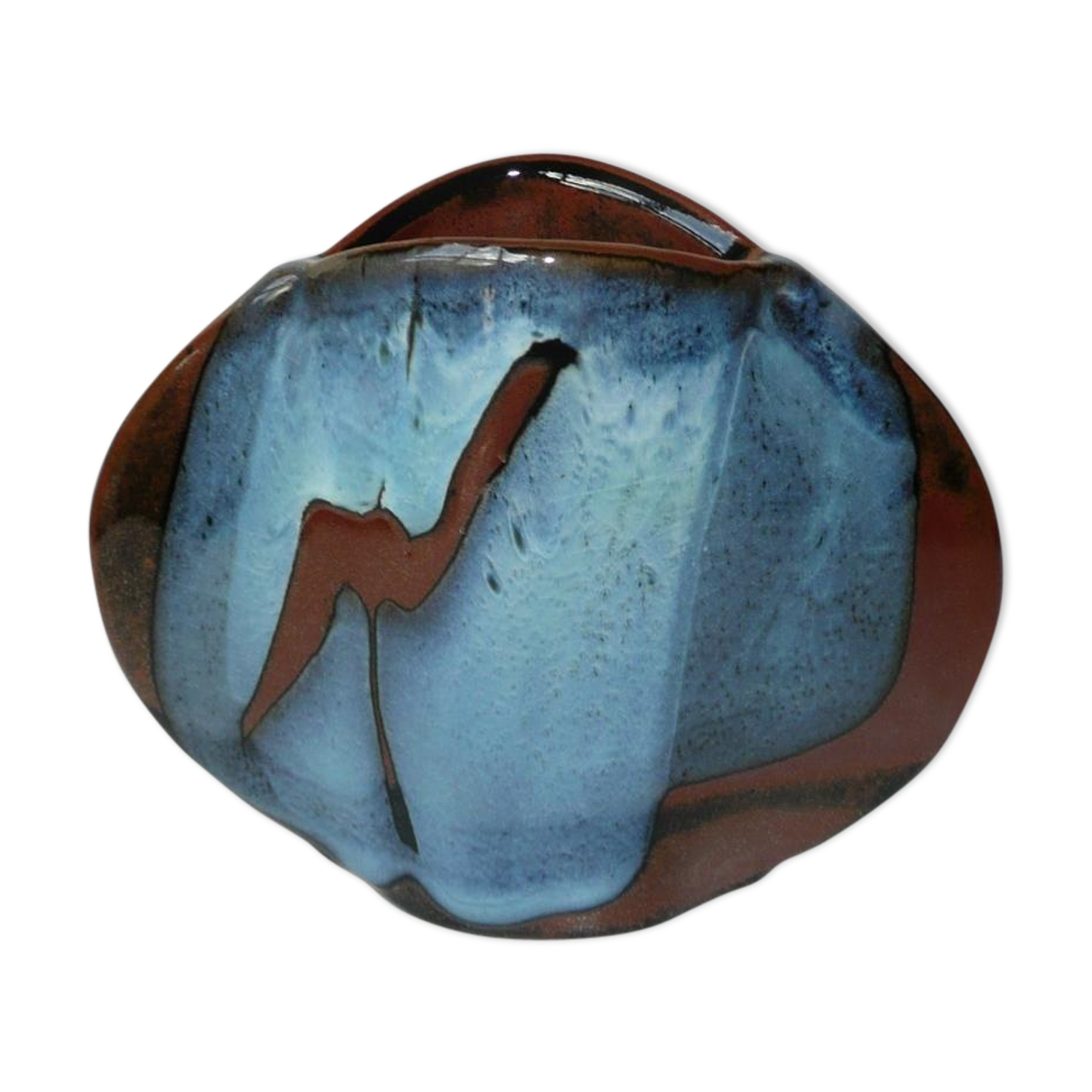 Enamelled stoneware signed vase