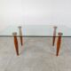 Vintage italian glass and wooden dining table, 1990s