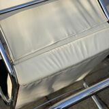 Vintage leather tubular chrome arm chair