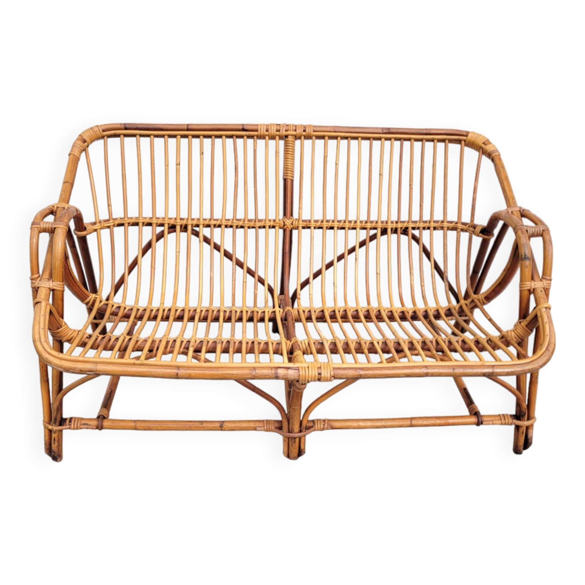 Vintage bench or rattan sofa 1960
