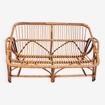 Vintage bench or rattan sofa 1960