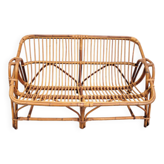 Vintage bench or rattan sofa 1960