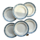 6 assiettes creuses terre de fer bleu longchamp modèle « rené »