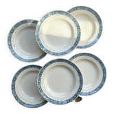 6 Longchamp blue ironstone soup plates, “René” model
