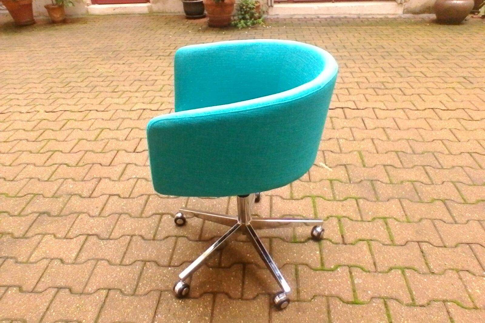 Turquoise mottled fabric armchair edited by CB2