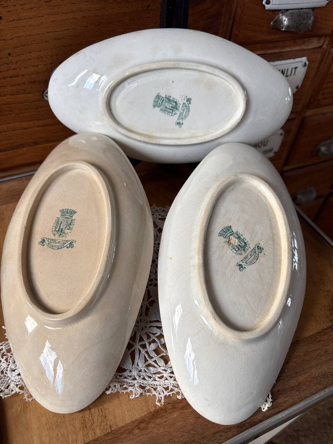 Lot de 3 raviers Terre de Fer Gien modèle Montigny