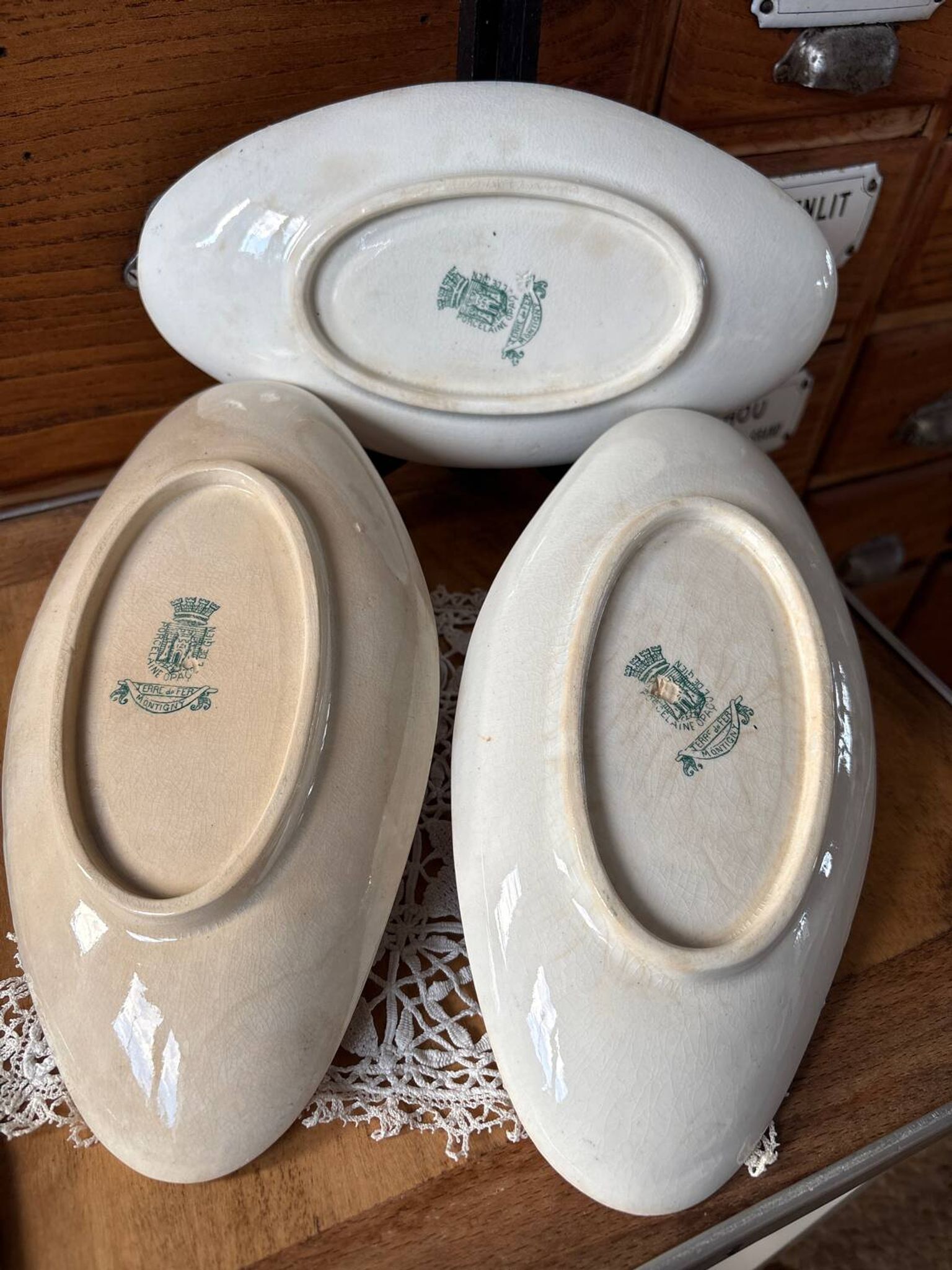 Lot de 3 raviers Terre de Fer Gien modèle Montigny