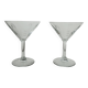 Set of 2 etched glass cocktail glasses