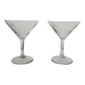 Lot de 2 verres à cocktail en verre gravé