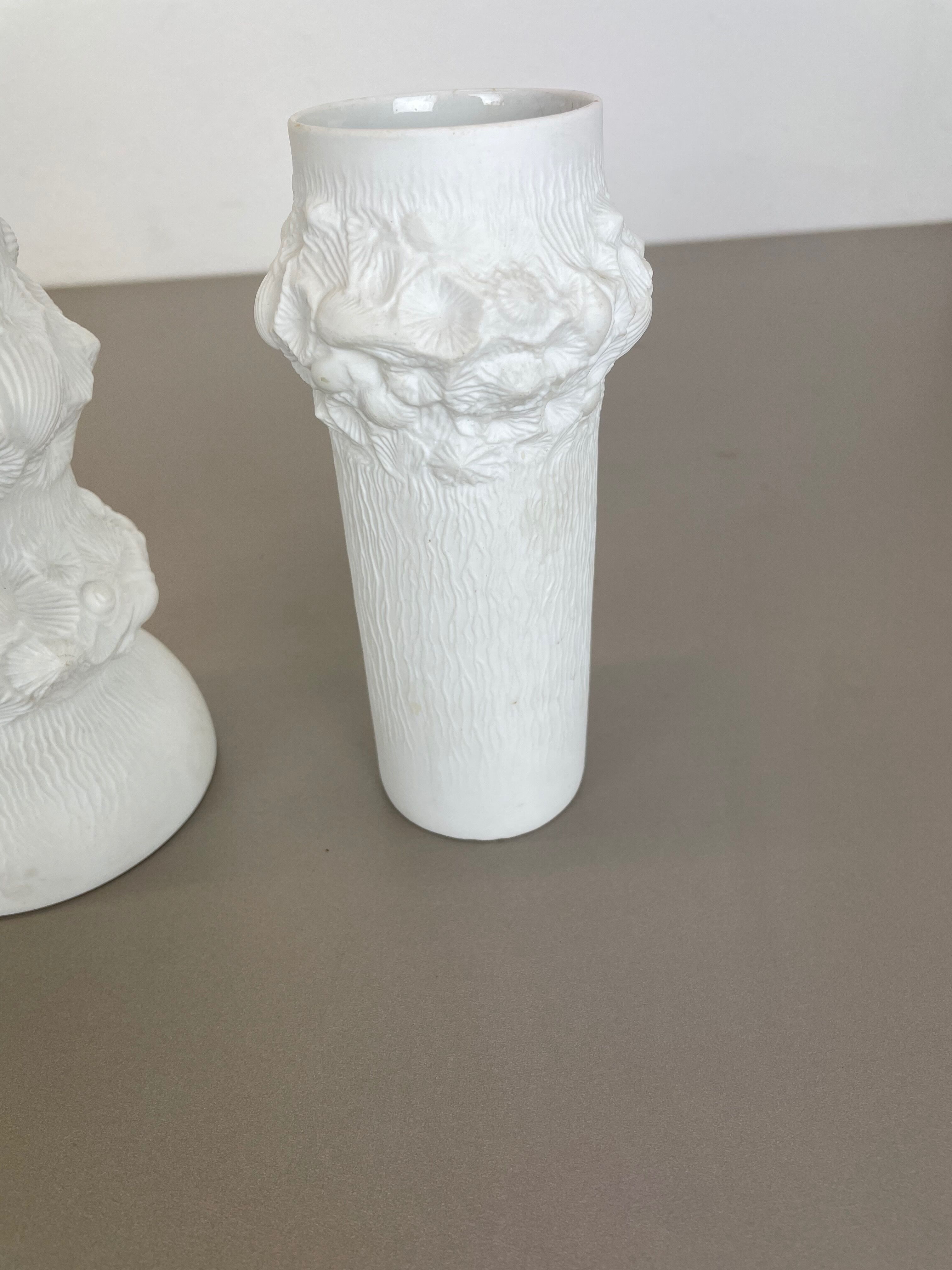 Set of 3 Original OP Art Biscuit Porcelain Vases by AK Kaiser, Germany, 1970s