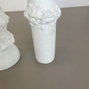Set of 3 Original OP Art Biscuit Porcelain Vases by AK Kaiser, Germany, 1970s