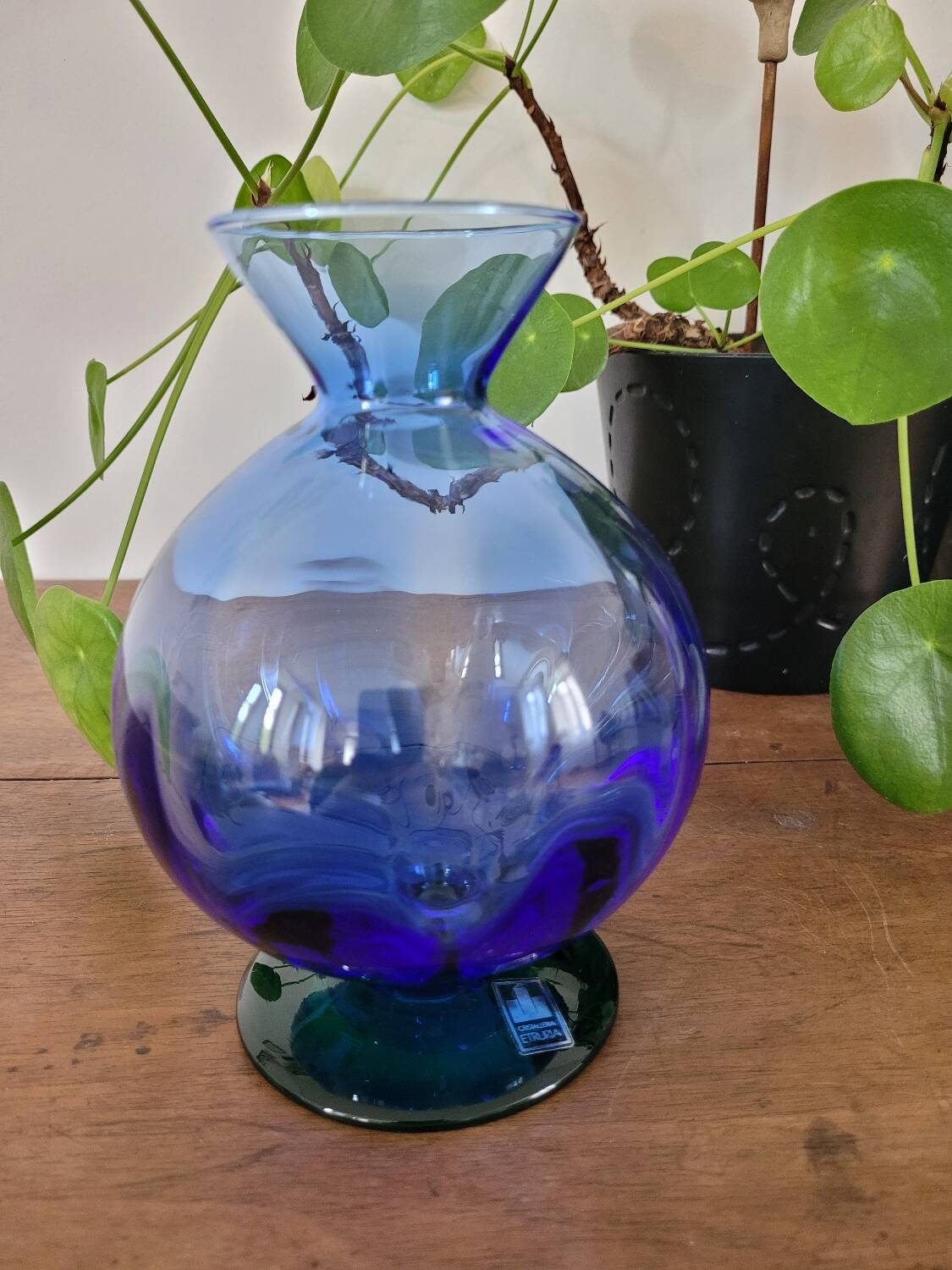 Blue and green vase from Cristalleria Etruria