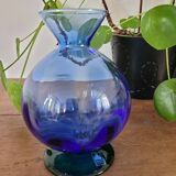 Blue and green vase from Cristalleria Etruria