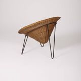 Rattan basket armchair, 1970s