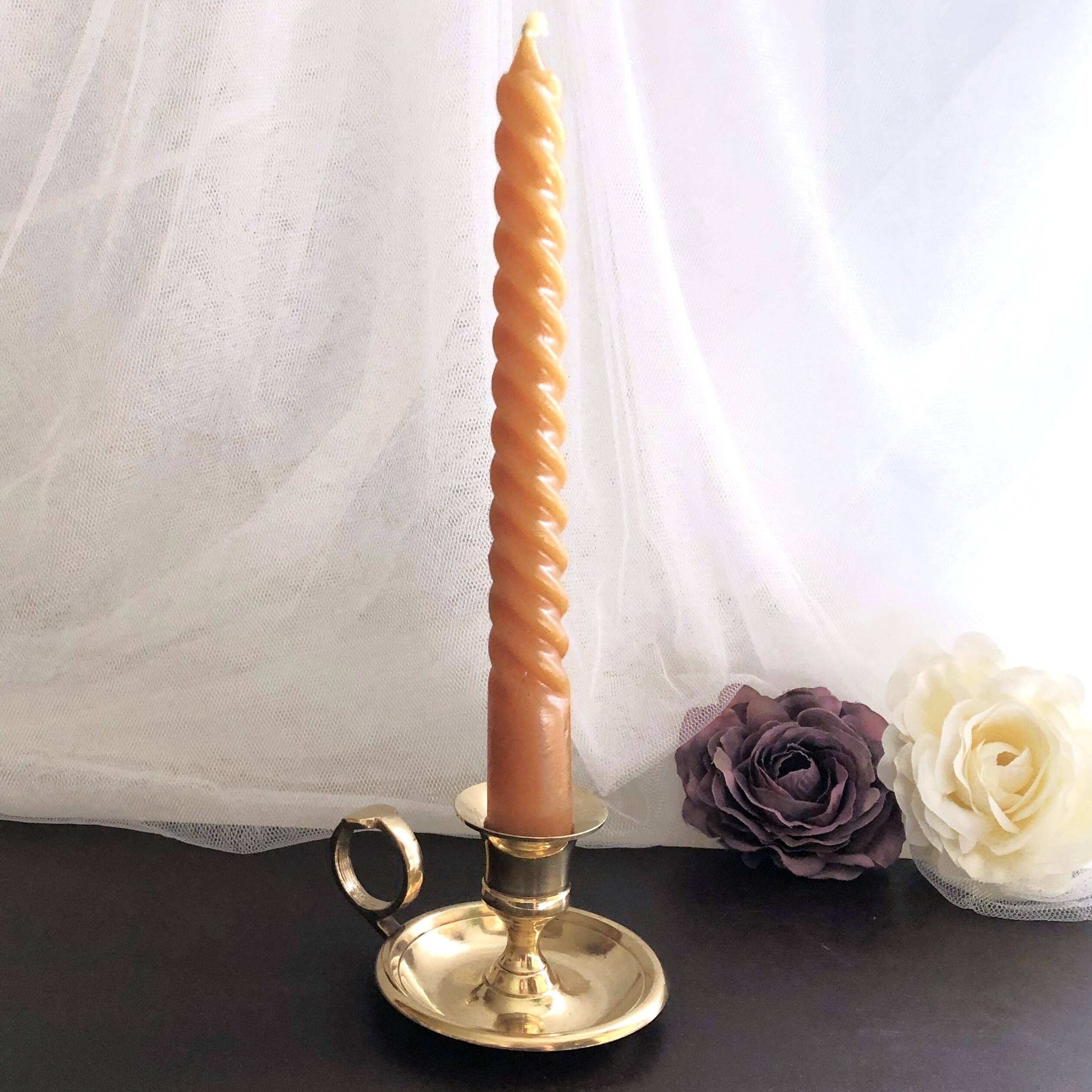 Hand candle holder called "Cave Rat" vintage golden brass