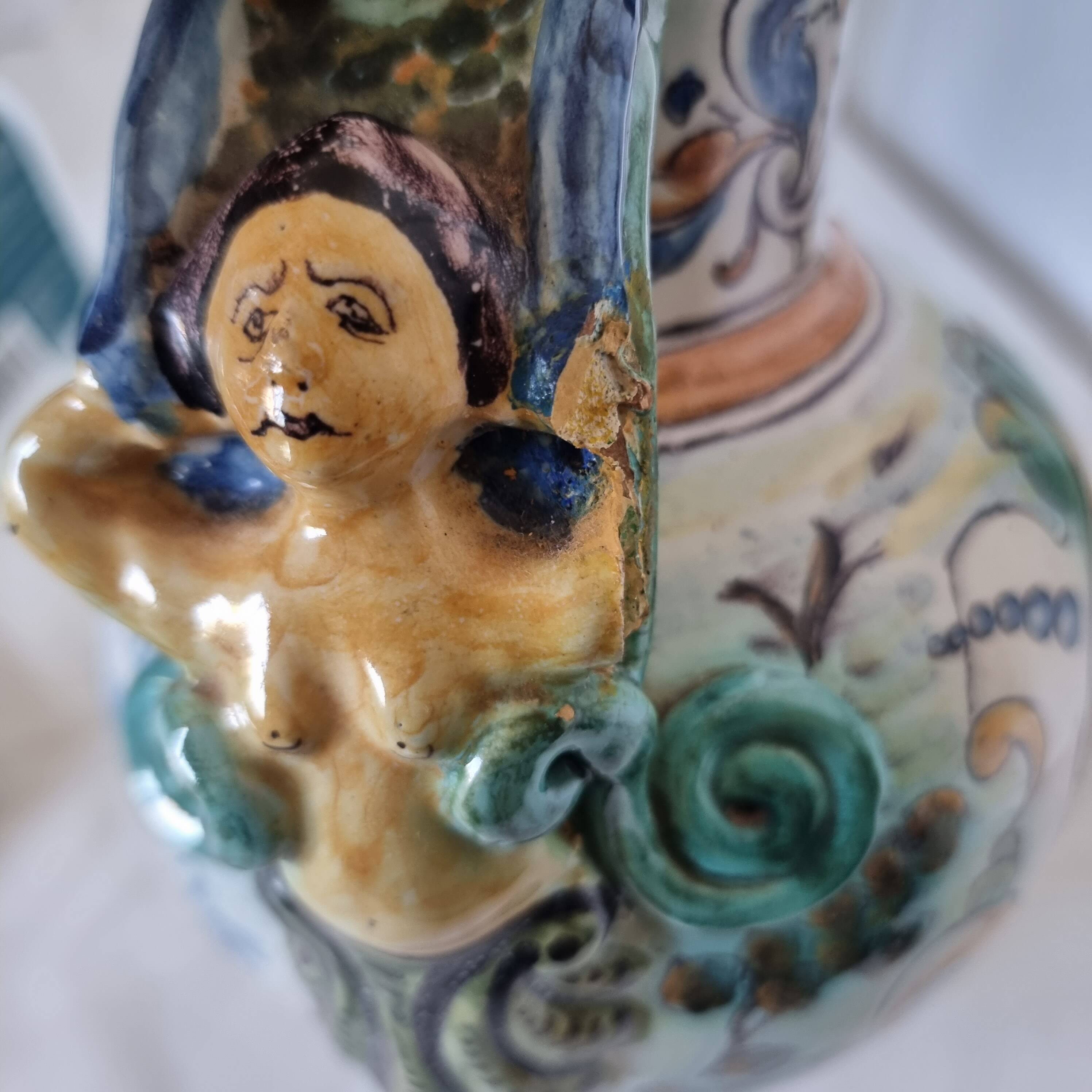 Ancient Spanish pottery amphora, Talavera Niveiro pottery 19th century