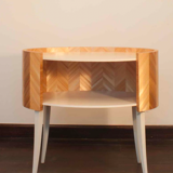 Table de chevet marqueterie de paille