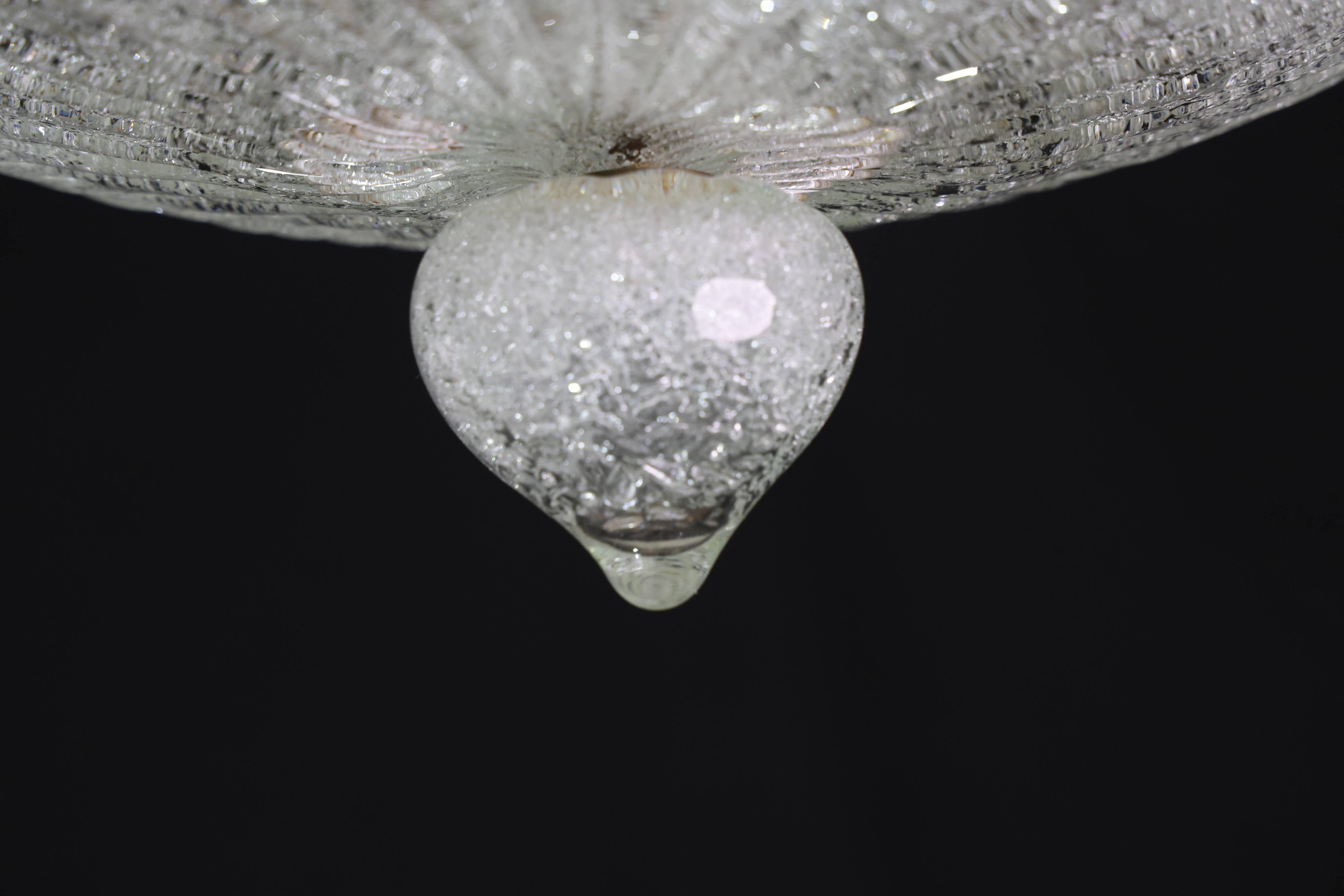 Turin, Large Size Italian Murano Glass Ceiling Light or Flush Mount, 1970s