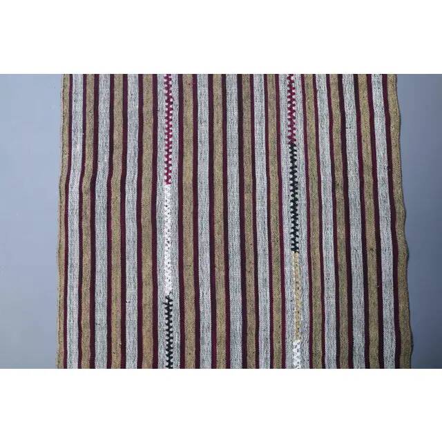 Vintage Turkish Hand-Knotted Wool Cotton White Kilim Runner Rug 101x207