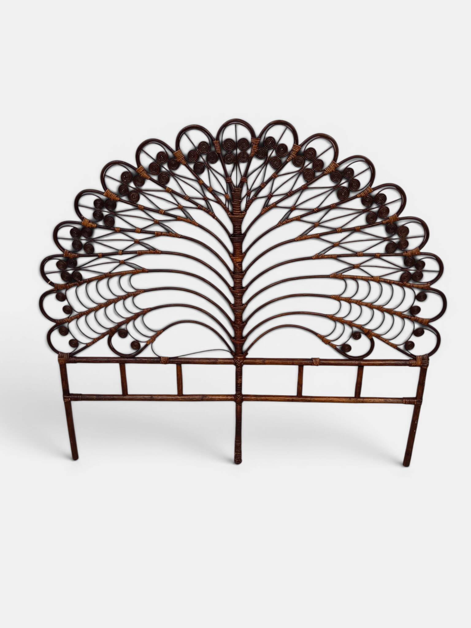 Large "Peacock" rattan headboard – Peacock model – France, 1970s