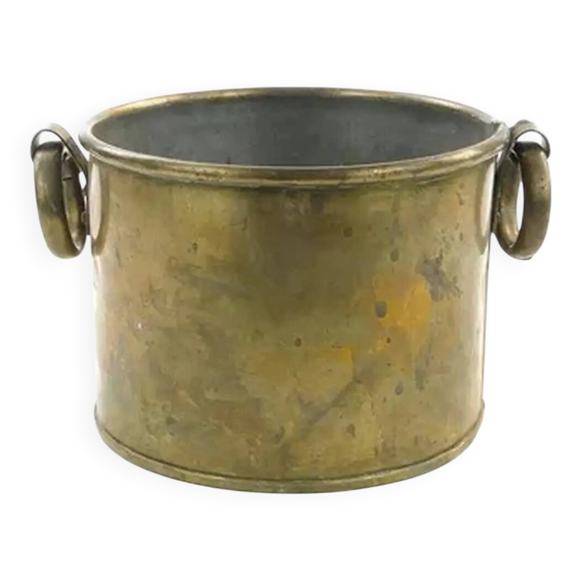 Art Deco flowerpot holder, grained pewter, Poland, 1970s