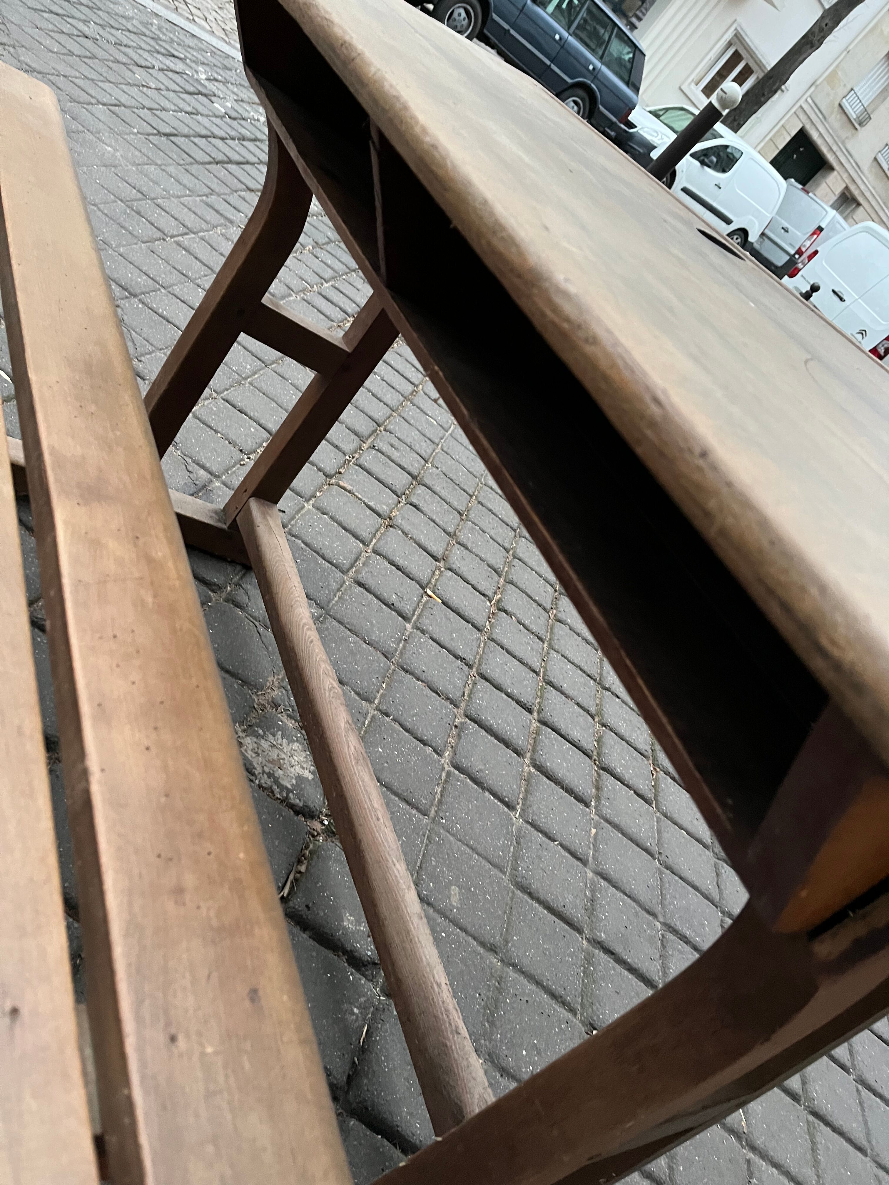 Old double school desk with built-in bench