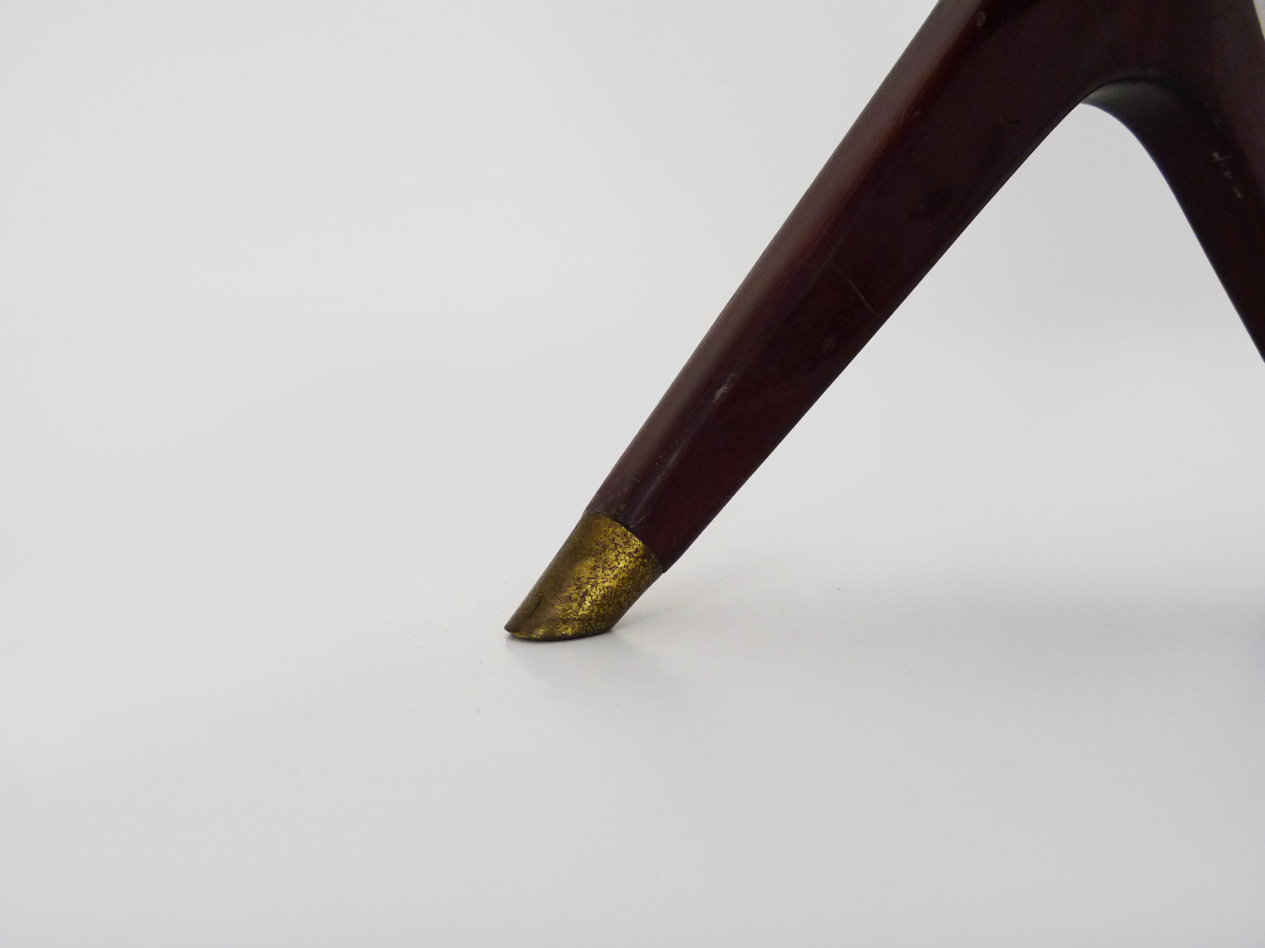 Magazine holders, italy, 1950s. walnut, canage, brass
