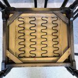 Set of six black lacquered wooden chairs.