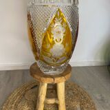 Vase en cristal ambre bohème  cristallerie Julia