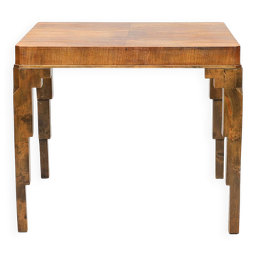Sculptural table veneered in walnut, presumably Germany