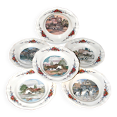 Sarreguemines lot de 6 assiettes creuses Obernai village Alsace par Loux
