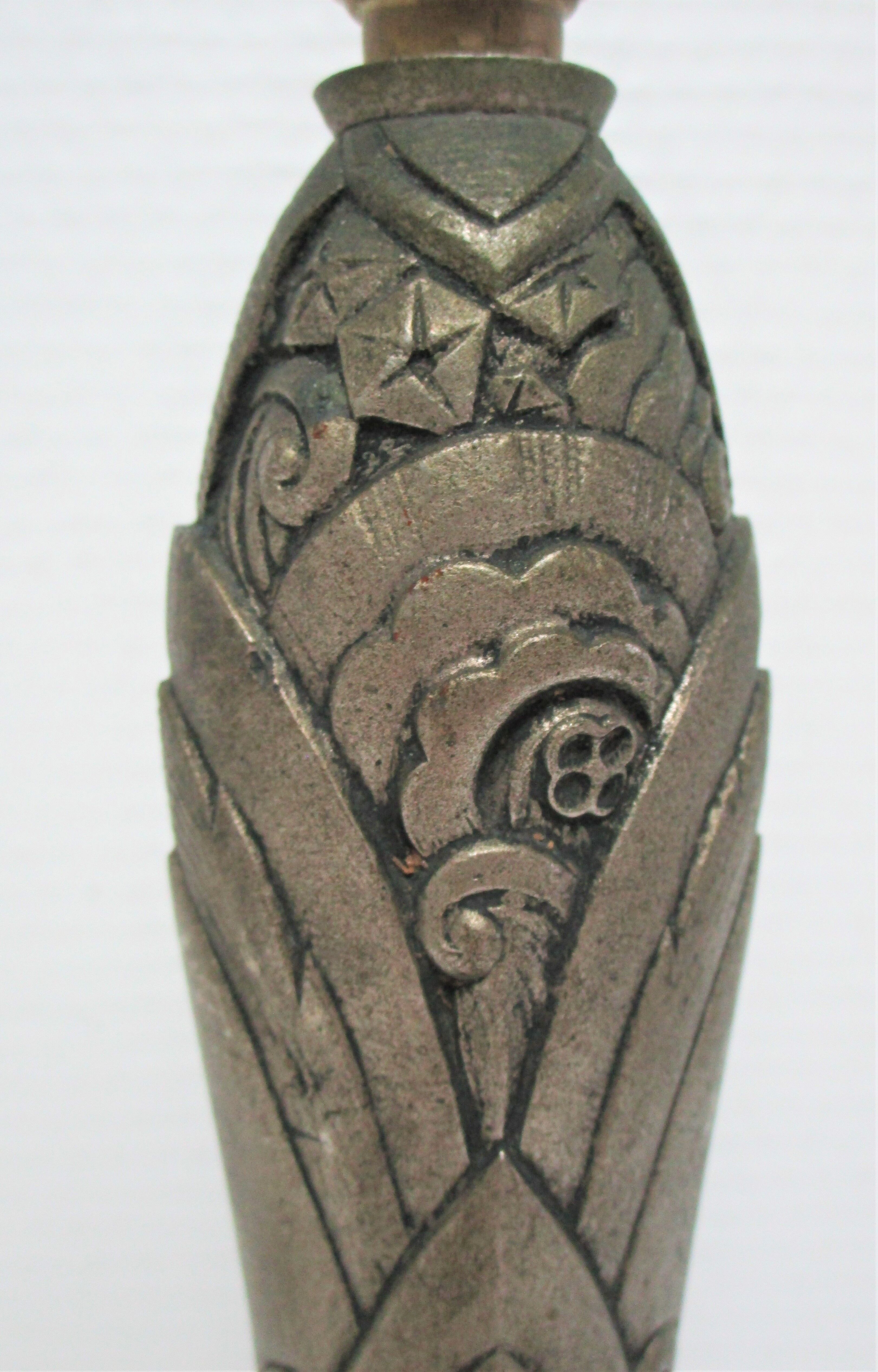 Lamp art deco bronze patina gray silver