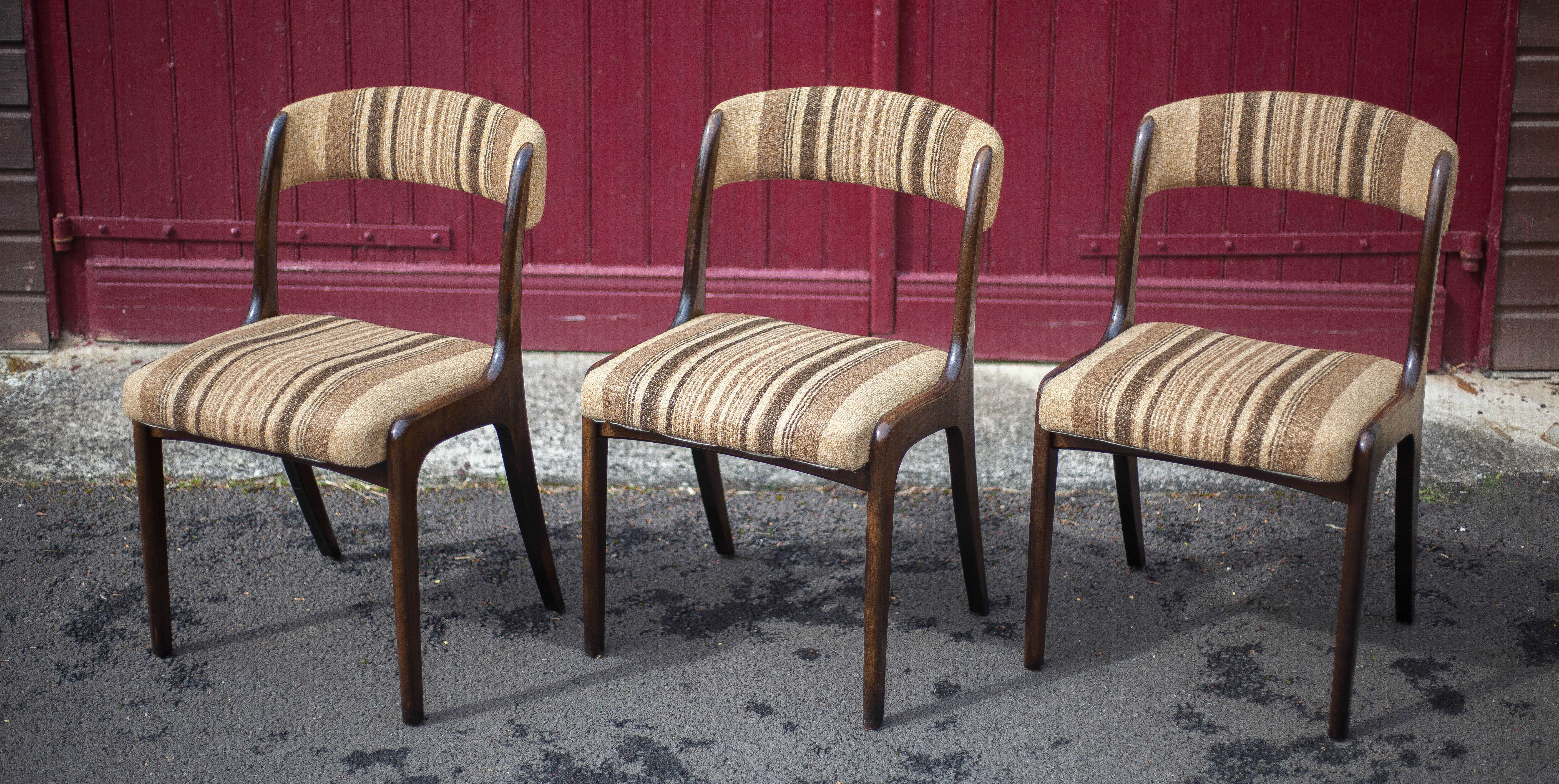 Set of 6 vintage chairs Self n14 solid wood 1960