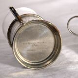 Set of 2 antique metal-rimmed tea glasses with handle, 5x7cm.