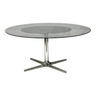 Table à manger verre et chrome 1980