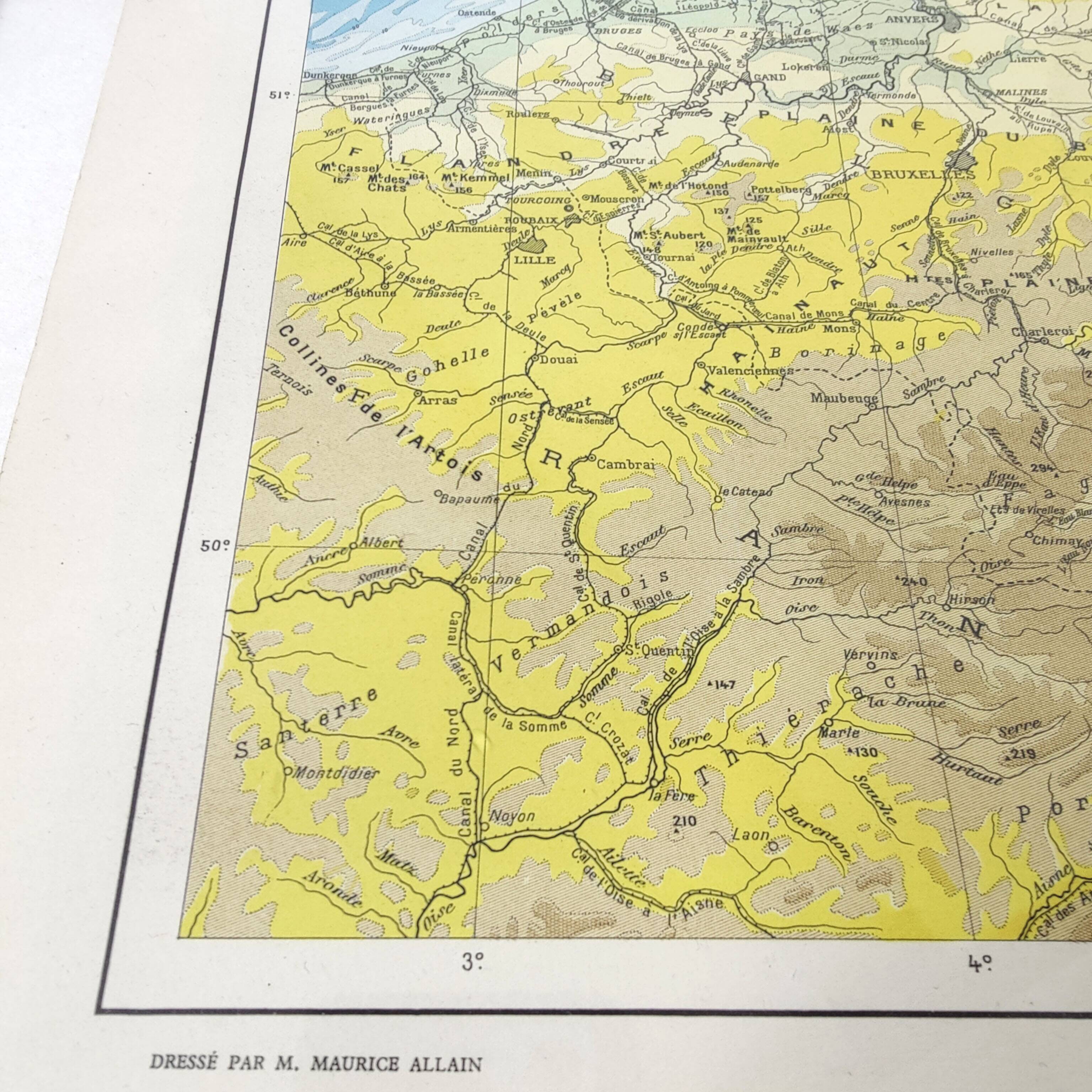 Vintage map of Netherlands Belgium Luxembourg 43x43cm from 1950