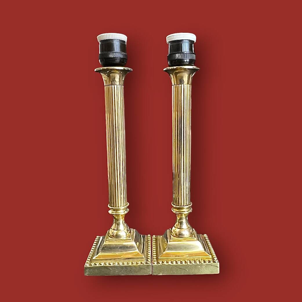 Pair of vintage solid brass lamp bases – Empire style