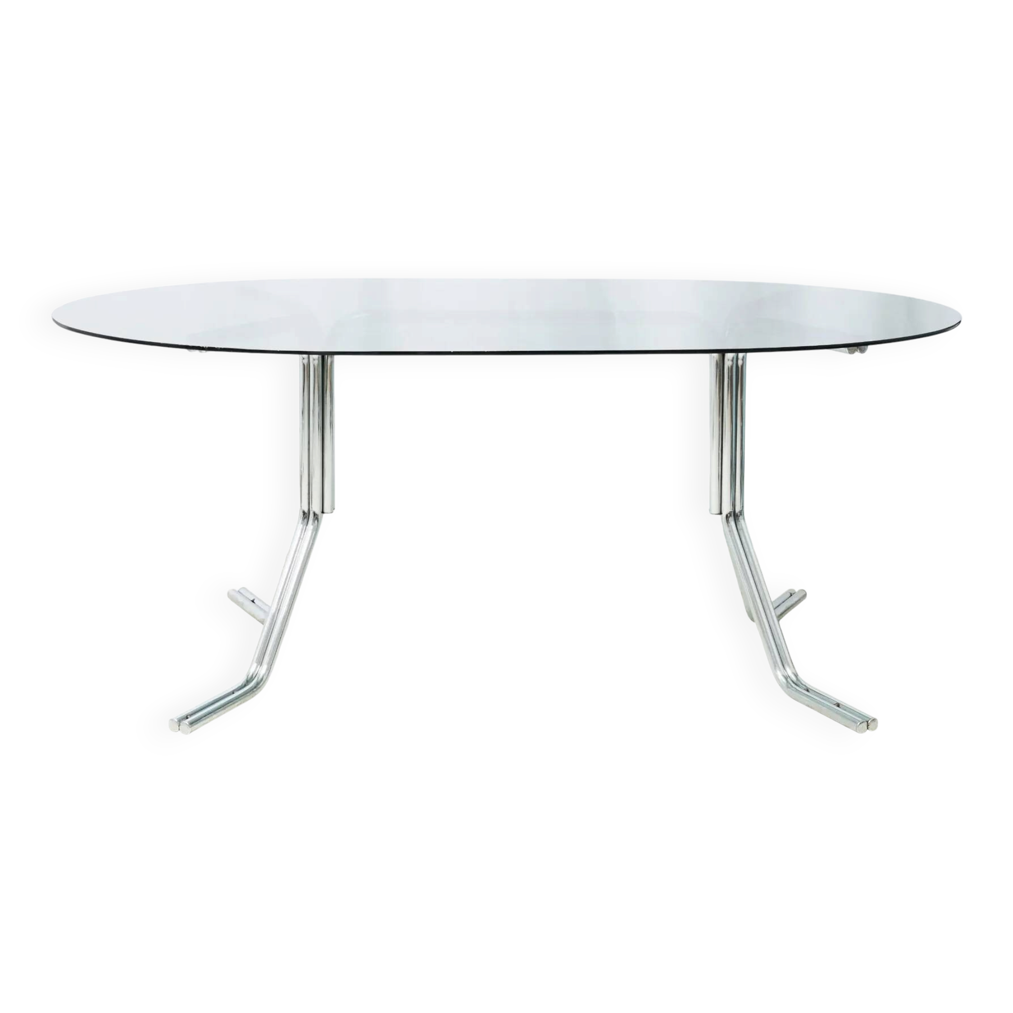 Dining table with double tubular chrome base, 1970s