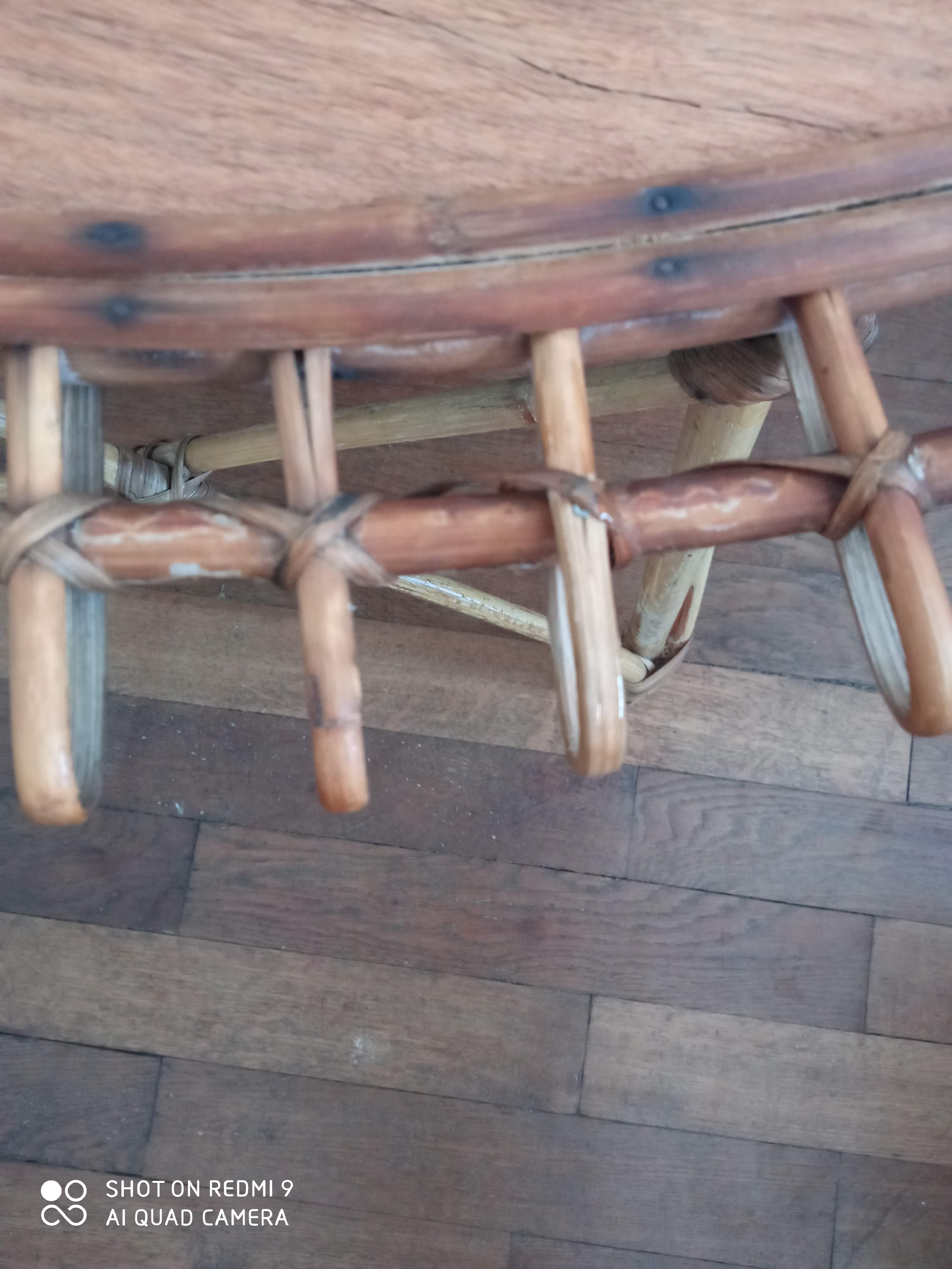 Sun coffee table in rattan 50s