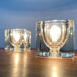 Vintage German glass cube table lamps TA 14 by Peill & Putzler, 1970s, set of 2.