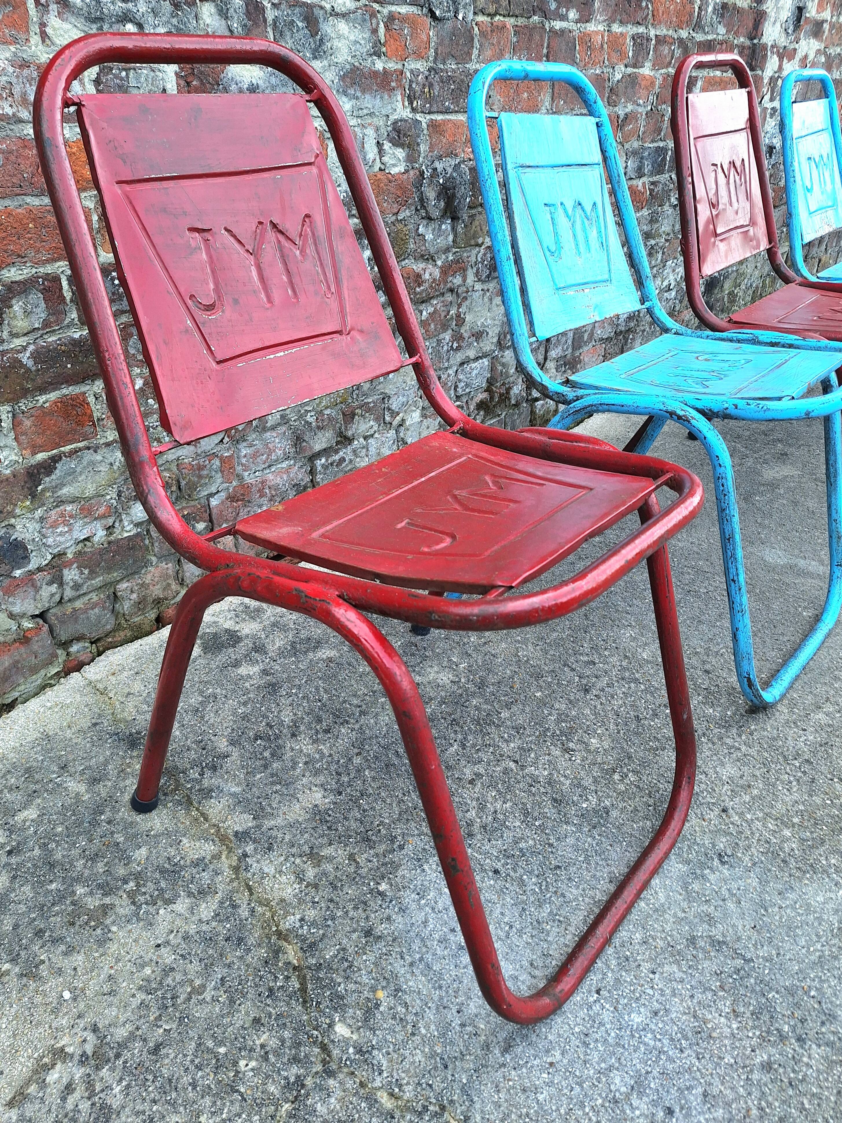 Lot de 6 chaises vintage JYM, meubles sièges industriels