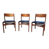 Set of 3 Scandinavian teak chairs